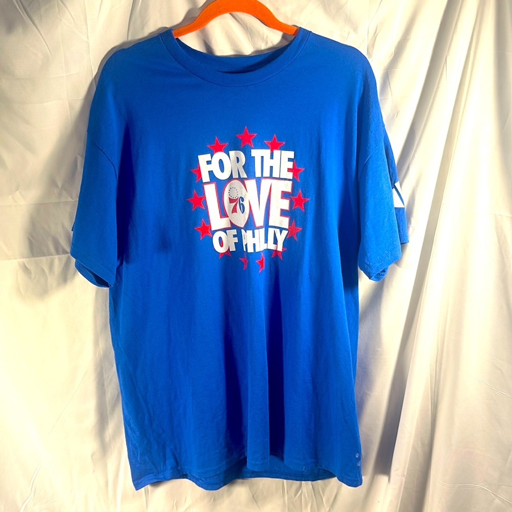 Men's Philadelphia 76ers T-Shirt FOR THE LOVE OF PHILLY - Gildan Blue Size: XL